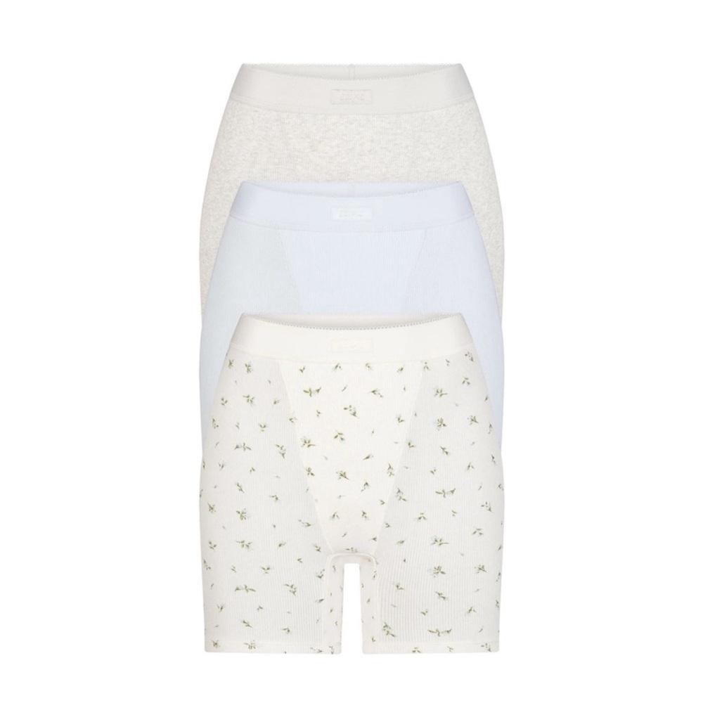 SKIMS 3-pack cotton rib boxers for women Size XL Brand New